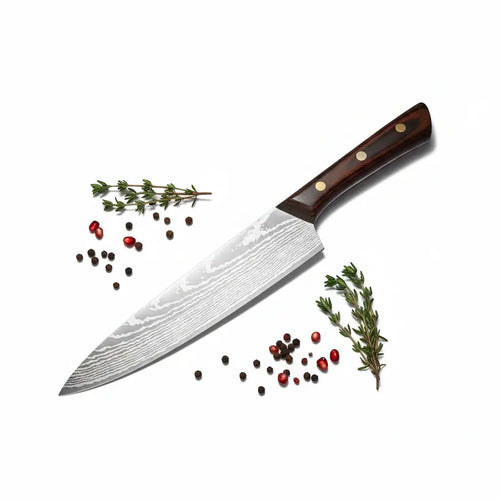 8-Inch 3Cr13 Stainless Steel Chef Knife with Wooden Handle – Vintage Style