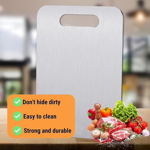Titanium Cutting Boards for Kitchen, Food Grade 304 Stainless Steel Cutting Board Set for Meat, Fruit & Vegetable (13.4 * 9 Inch)