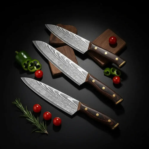 8-Inch 3Cr13 Stainless Steel Chef Knife with Wooden Handle – Vintage Style
