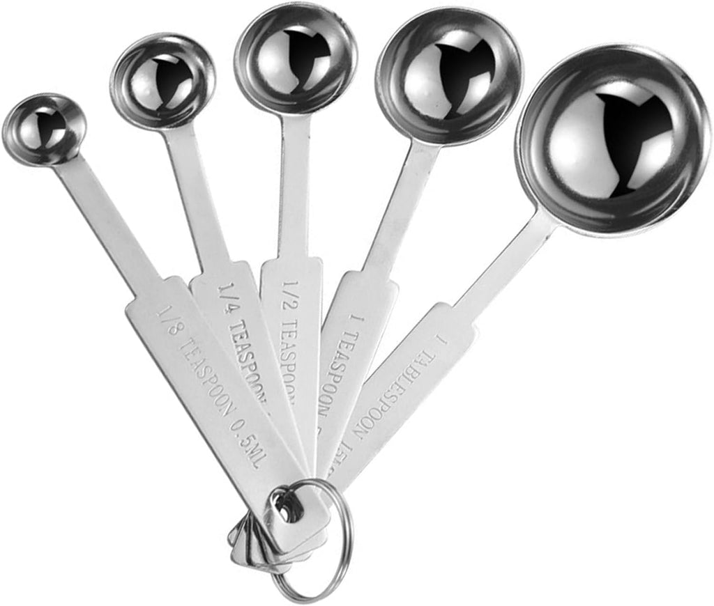 5PCS  Measuring Spoons Set, Includes 1/8 Tsp, 1/4 Tsp, 1/2 Tsp, 1 Tsp, 1 Tbsp, Food Grade Stainless Steel Measuring Cups, Tablespoon and Teaspoon for Measure