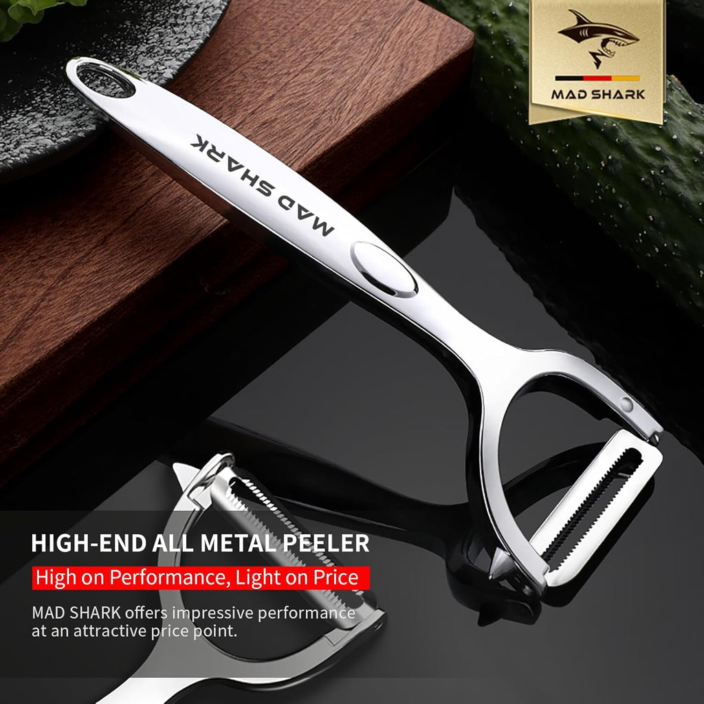 Ultra Sharp Vegetable Peelers for Kitchen 10 Years No Rust Stainless Steel Serrated Potato Peeler Easy to Use Y Peeler with Durable Non-Slip Ergonomic Grips for Carrots, Fruits, Veggie