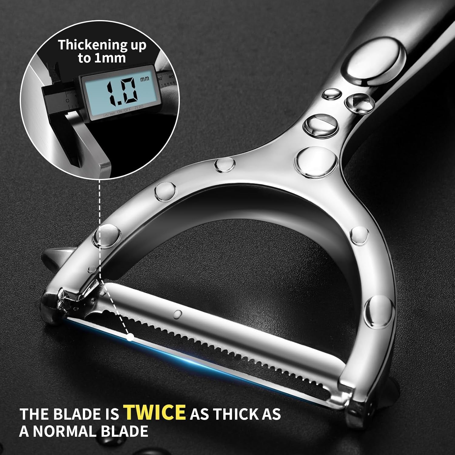 Ultra Sharp Vegetable Peelers for Kitchen 10 Years No Rust Stainless Steel Serrated Potato Peeler Easy to Use Y Peeler with Durable Non-Slip Ergonomic Grips for Carrots, Fruits, Veggie